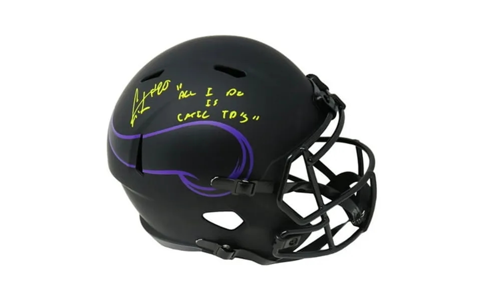 Cris Carter Signed Minnesota Vikings Eclipse Riddell Speed Full Size Replica Helmet W All I Do Is Catch Td S
