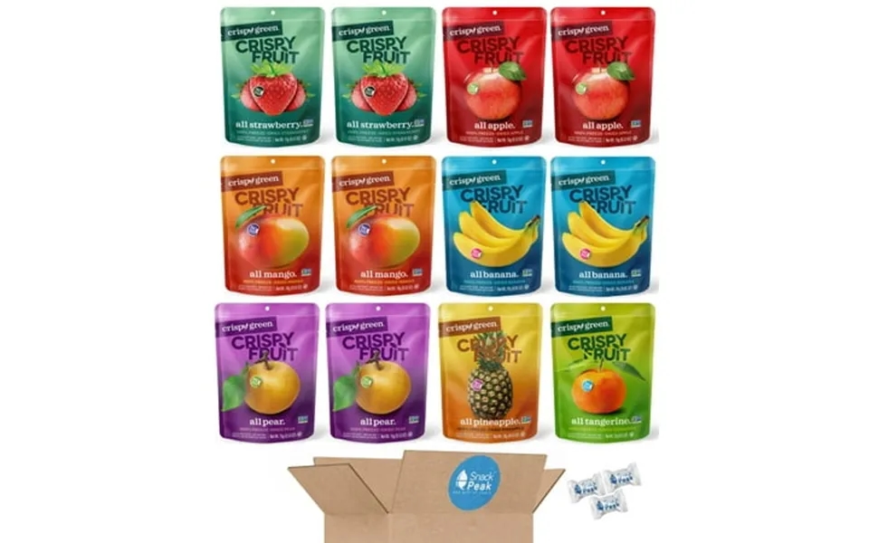 Crispy Green Freeze Dried Fruit Crisps Snack Peak Variety Gift Box - Apple Asian Pear Banana Mango Tangerine Pineapple A