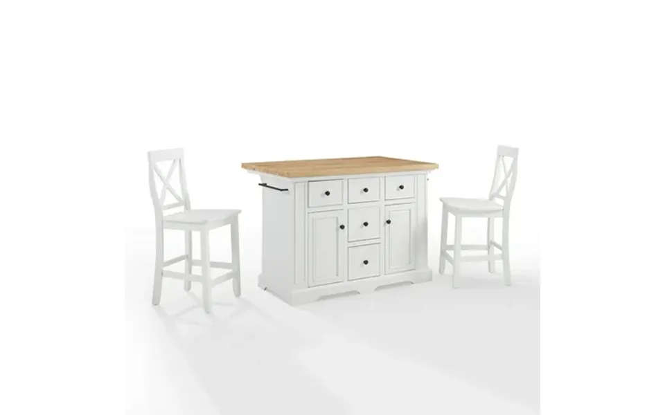 Crosley Furniture Julia 3-piece Transitional Wood Kitchen Island Set In White