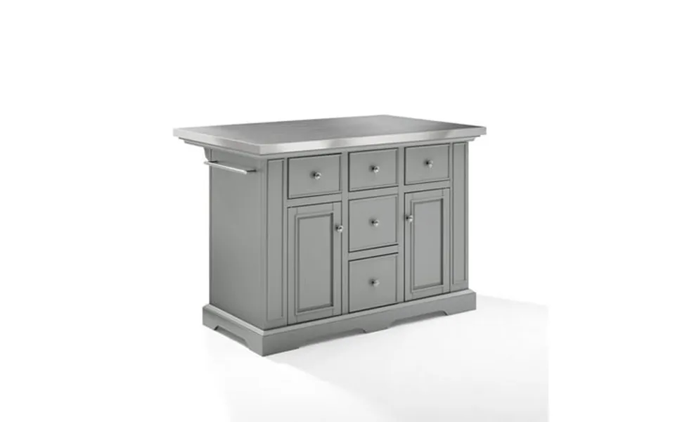 Crosley Furniture Julia Mdf Wood Birch Veneer Top Kitchen Island In Gray