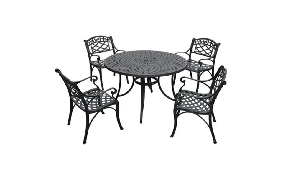 Crosley Furniture Sedona 46 Round 5 Piece Aluminum Patio Dining Set In Black