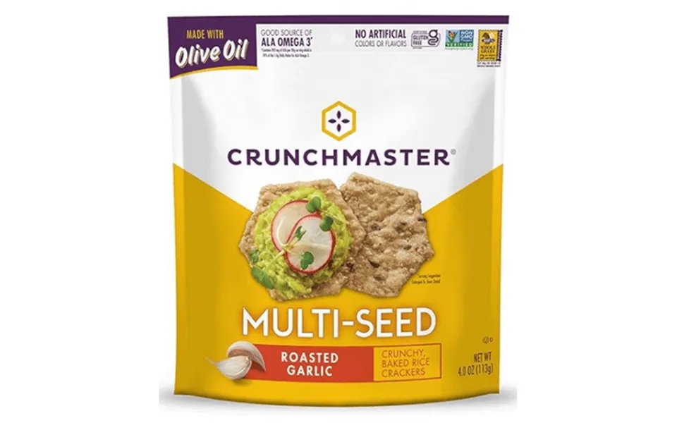 Crunchmaster Multi-seed Roasted Garlic Cracker 4.0 Oz 1 Plastic Pouch