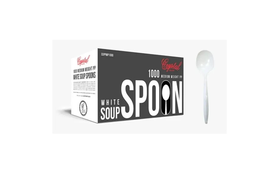 Crystalware Ssppwp1000 Disposable Medium Weight Pp Plastic Soup Spoons White Pack Of 1000