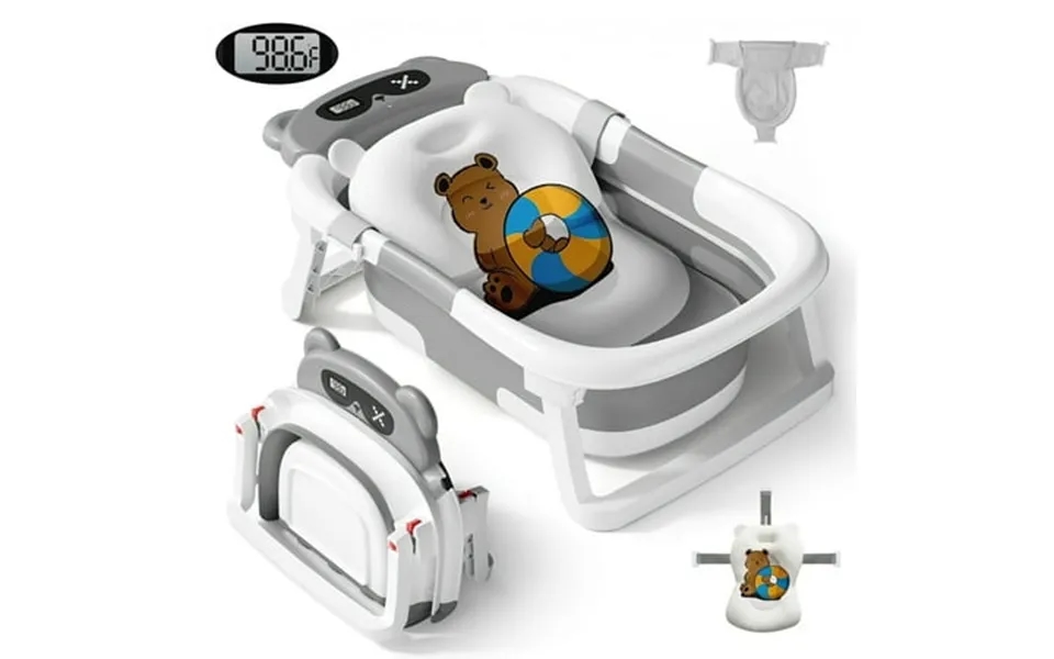 Cshidworld Collapsible Baby Bathtub Baby Bath Tub With Soft Cushion Baby Tub Sling & Thermometer Baby Bathtub Newborn To