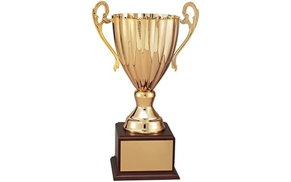 Customizable 16-1 2 Inch Trophy Gold Cup On Walnut Wood Base Includes Personalization