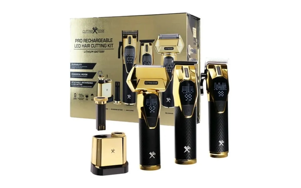 Cutting Edge Professional 3-piece Interchangeable Battery Hair Cutting Kit With Led Display Rechargeable Lithium Power C