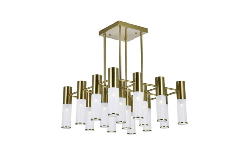 Cwi Lighting Pipes 16 Light Contemporary Metal Chandelier In Brass