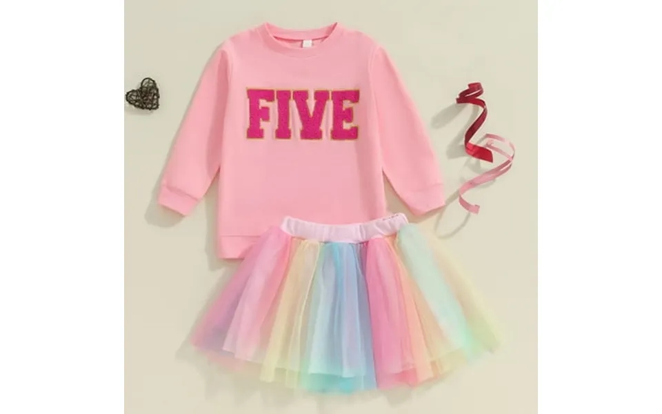 Cyber And Monday Deals Xqxayjr Clearance Toddler Baby Girl Clothes Long Sleeve Five Letter Print Sweatshirt Tops Tulle M