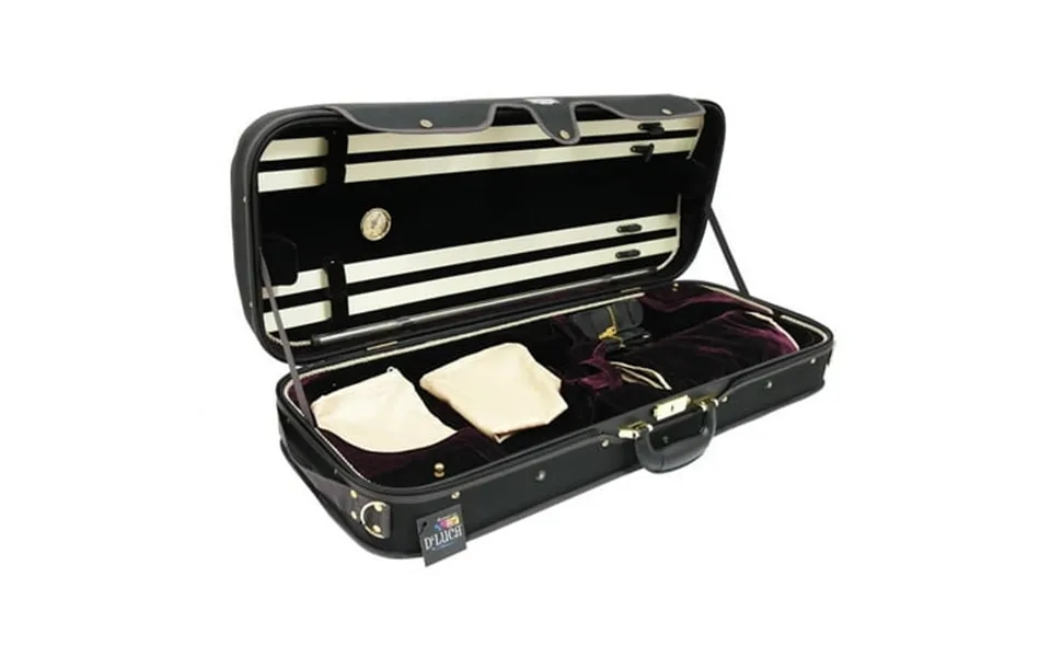 D Luca Double Violin Case Black-burgandy