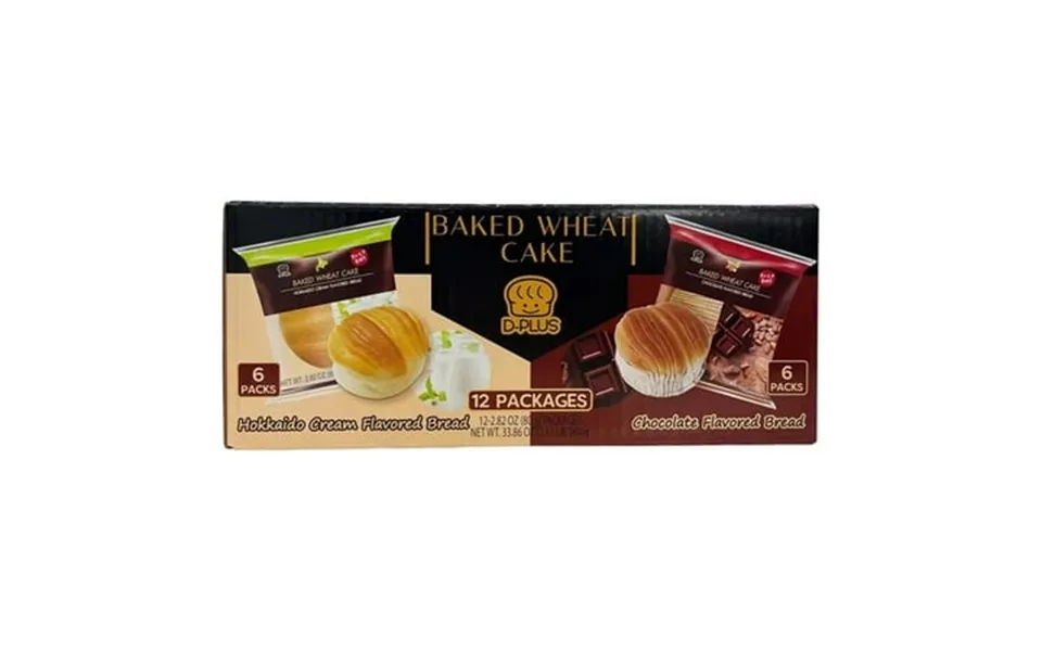 D-plus Baked Wheat Cake Chocolate Flavored Hokkaido Cream Flavored Bread 960g 12packages