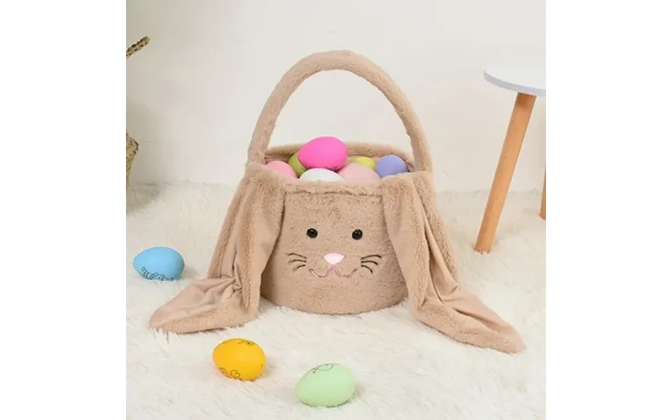 Dadiaei Easter Egg Hunting Baskets Plush Pink Easter Bunny Baskets With Long Plush Ear Personalized Bunny Easter Buckets