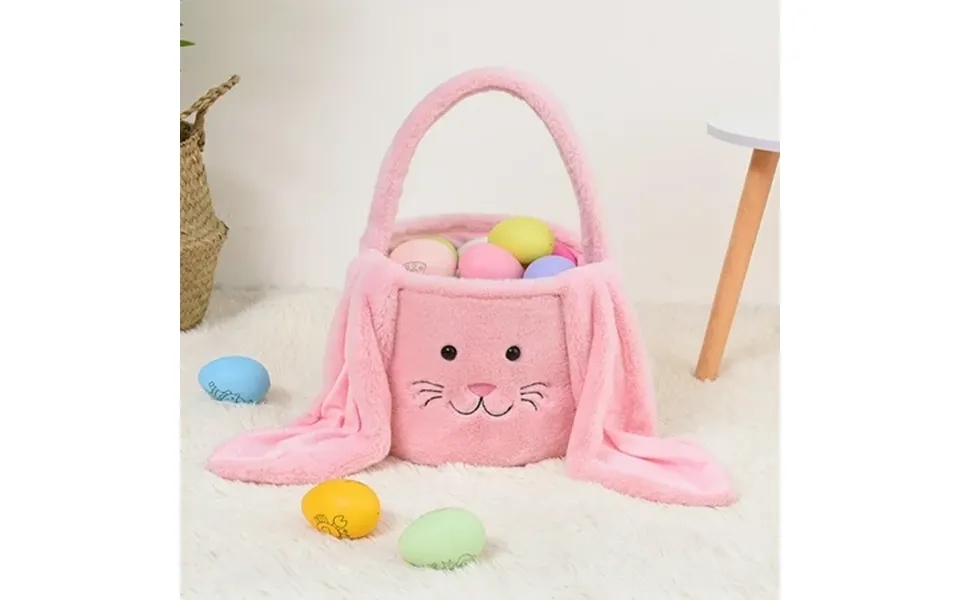 Dadiaei Easter Egg Hunting Baskets Plush Pink Easter Bunny Baskets With Long Plush Ear Personalized Bunny Easter Buckets