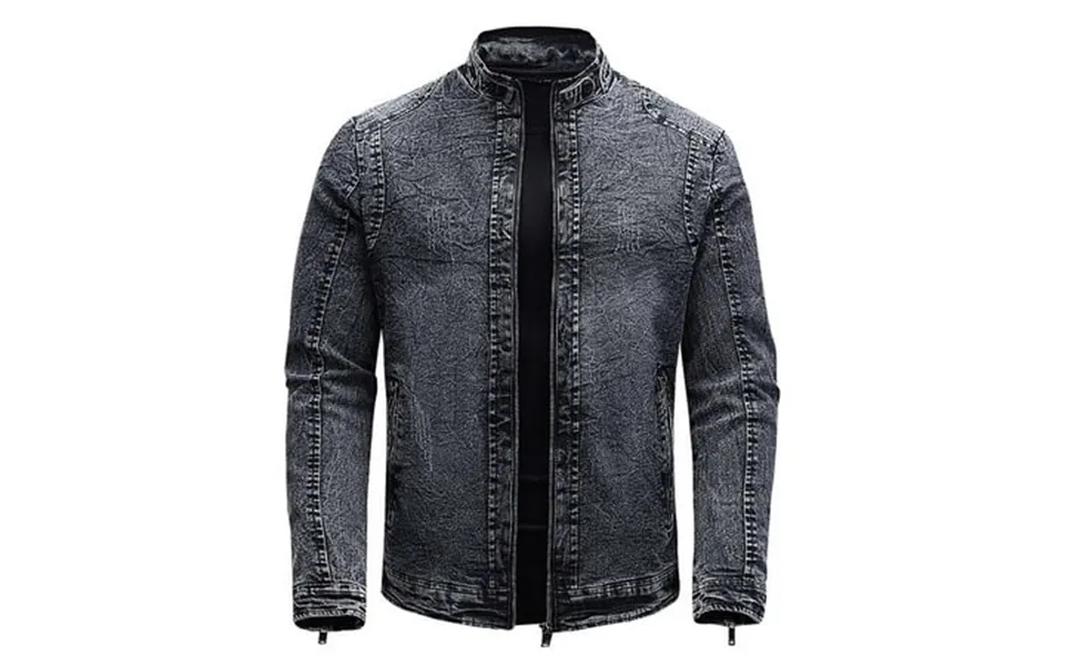 Daetiros Mens Denim Jackets Classic Trucker Collared Neck Casual Full-zip Mens Jackets On Clearance Sale Black