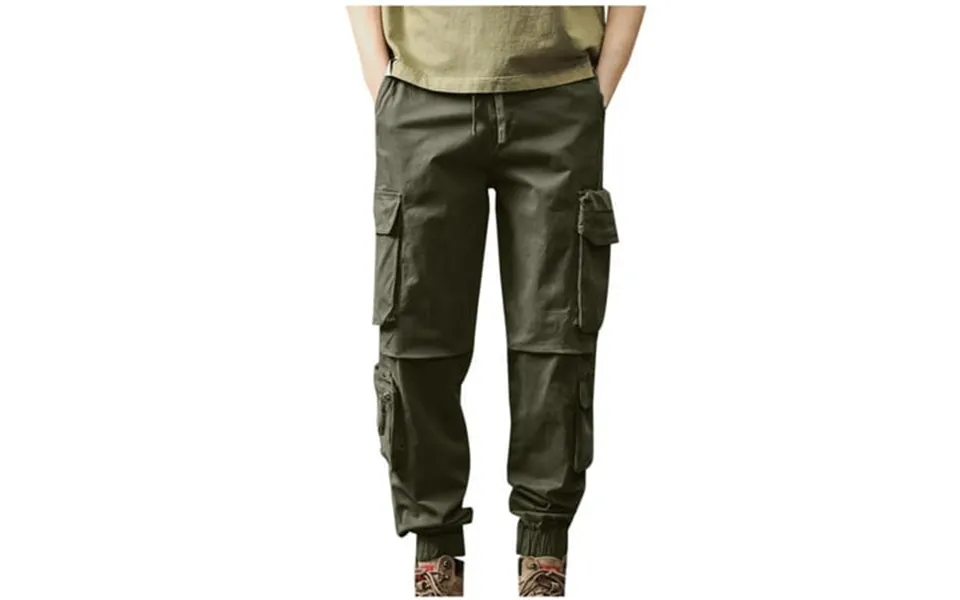 Dagegui Men S Cotton Cargo Pants Plus Size Elastic Waist Drawstring Tapered Pant Casual Multi Pockets Jogger Pant Big An