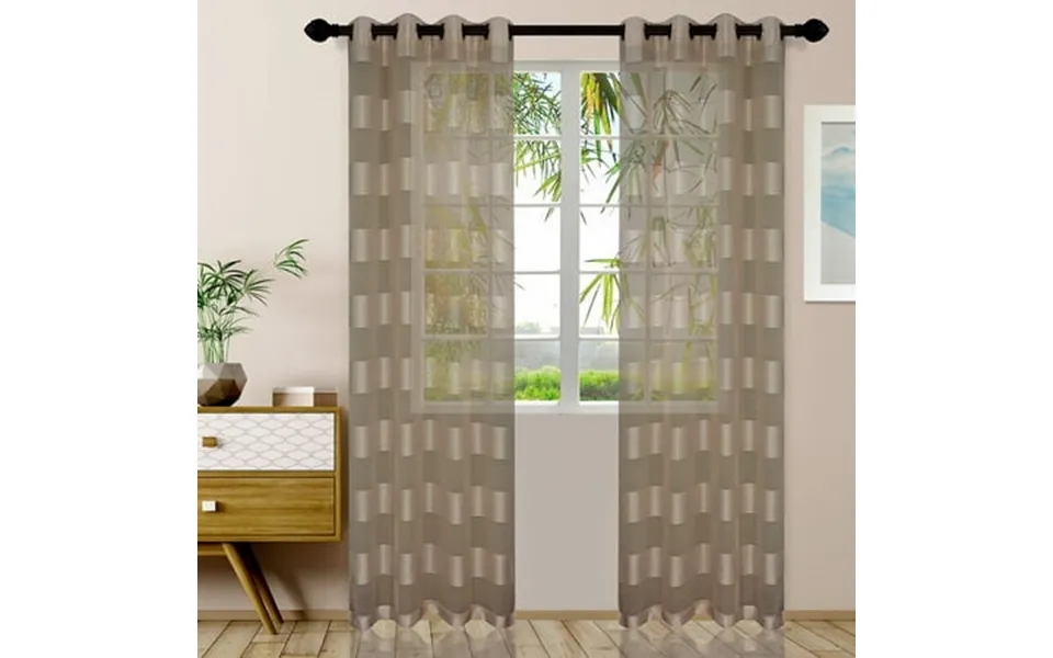 Dalitso Rope Horizontal Bands Soft Diffused Light Sheer Curtain Set Ecru 52 X63