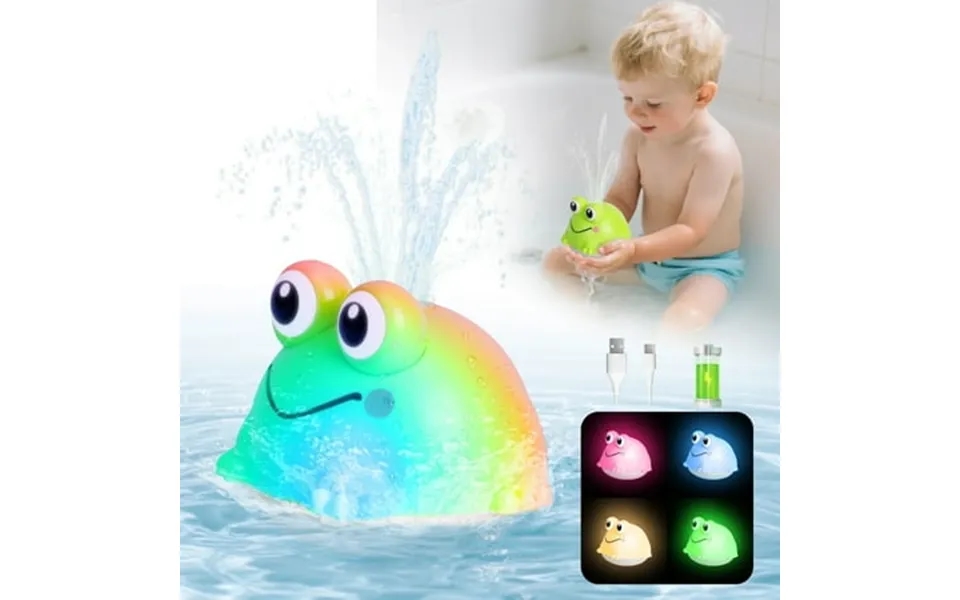 Dammyty Baby Bath Toys Cute Toddler Pool Toy Light Up Frog Fountain Bath Toys For Toddler 1-3