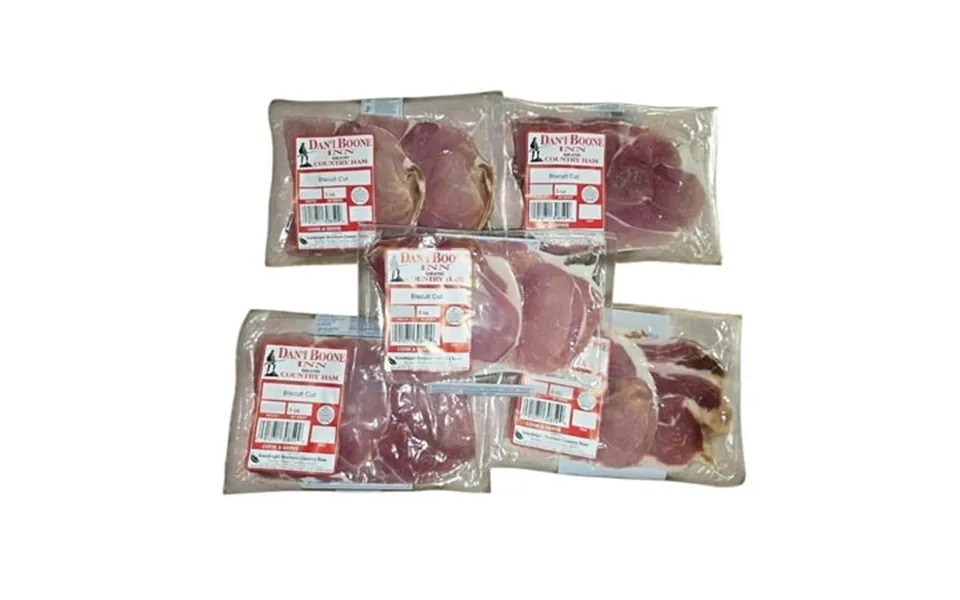 Dan L Boone Inn Country Ham 5-3oz Packs Of Biscuit Cut Cured Pork Shelf Stable