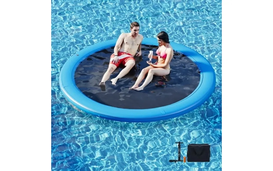 Danrelax 12ft Sunchill Round Inflatable Float Ring For Adults Heavy Duty Hammock Pool Lounger With Pump For Lake Ocean &