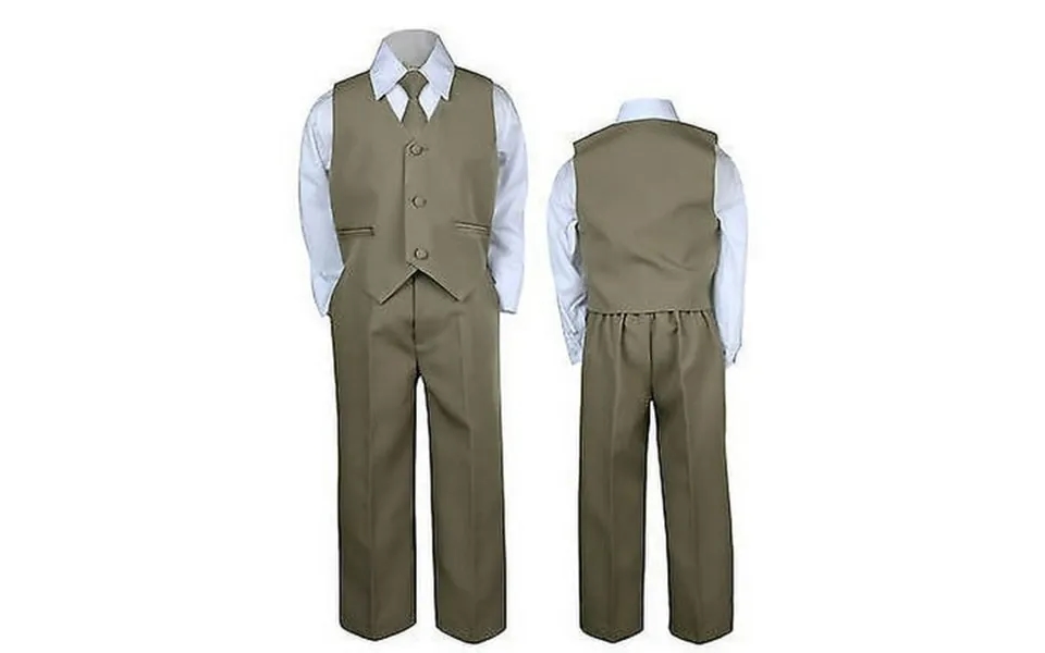 Dark Khaki Baby Boys Toddler Wedding Formal Party Necktie Sets Suits Outfits S-7