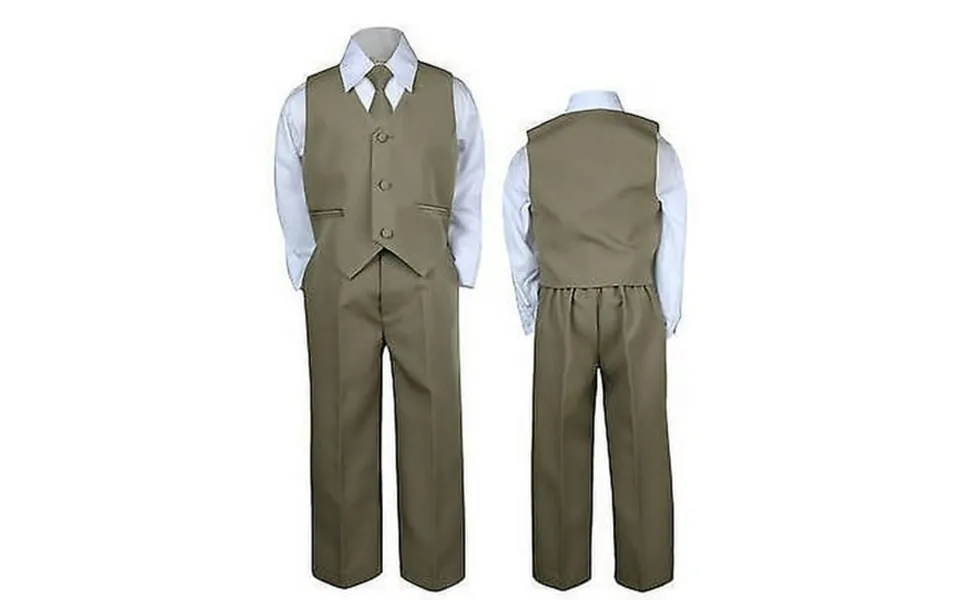 Dark Khaki Baby Boys Toddler Wedding Formal Party Necktie Sets Suits Outfits S-7