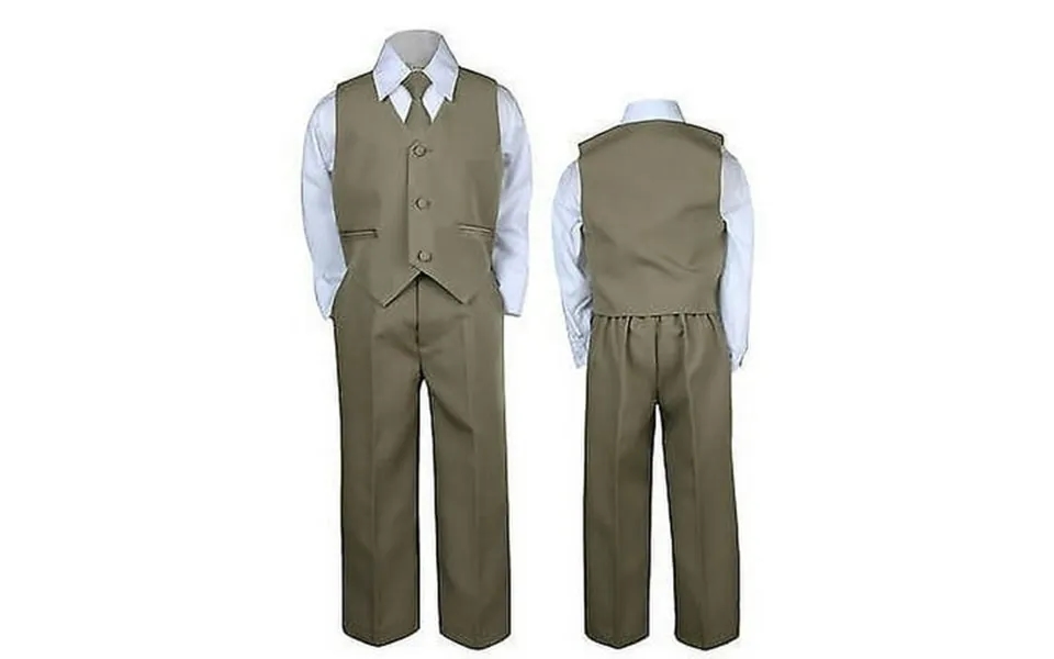 Dark Khaki Baby Boys Toddler Wedding Formal Party Necktie Sets Suits Outfits S-7