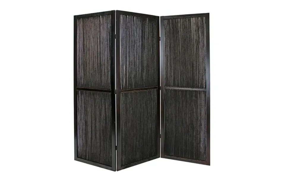 Dark Wood And Water Hyacinth 3 Panel Room Divider Screen
