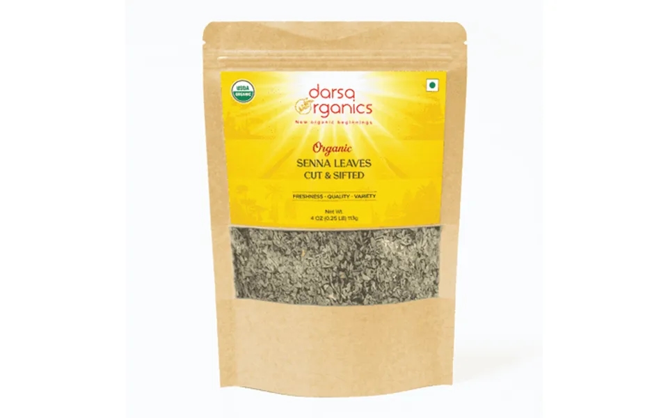 Darsa Organics Natural Senna Leaf Cut And Sifted Organic Kosher 4 Oz