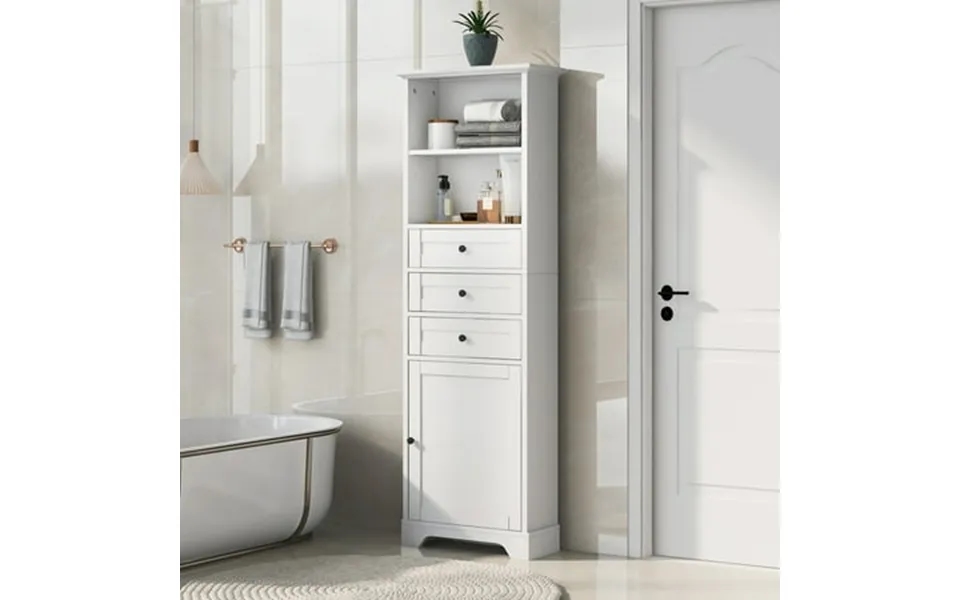 Dasun Modern Tall Cabinet Narrow Floor Storage Cabinet With 3 Drawers And Adjustable Shelves For Bathroom Kitchen And Li