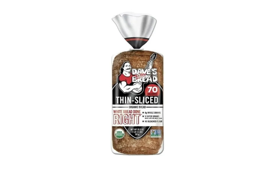 Dave S Killer Bread Organic White Bread Done Right Thin Sliced - Soft & Wholesome 2 Loaves Total 41 Oz