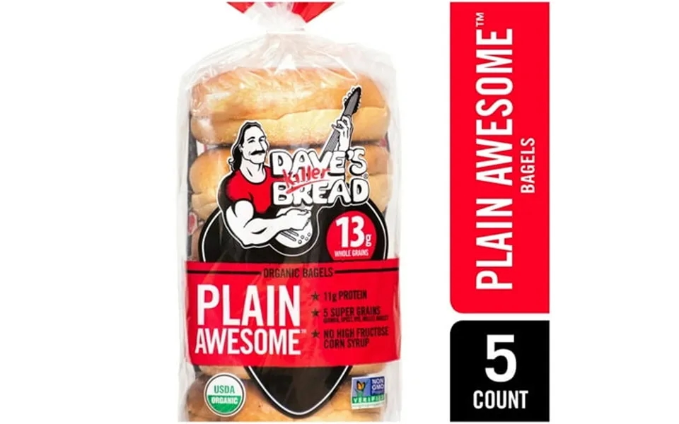 Dave S Killer Bread Plain Awesome Organic Bagels 16.75 Oz Pack Of 2