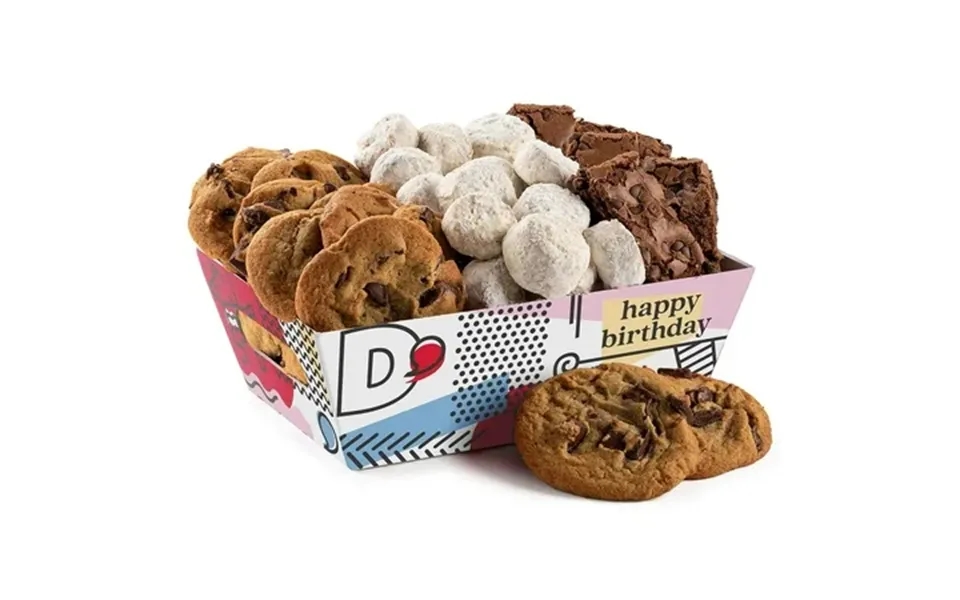David’s Cookies Birthday Gift Basket With 4 Assorted Cookie Varieties And Brownies 16 Oz