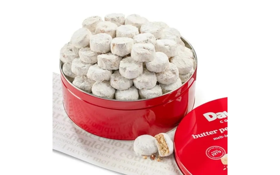 David’s Cookies Gourmet Butter Pecan Meltaway Gift Basket 32oz Round Tin Butter Cookies With Crunchy Pecan And Powdered