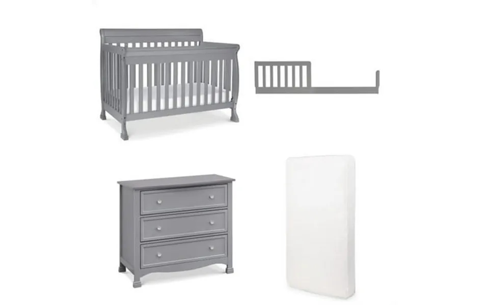 Davinci Kalani 4 In 1 Convertible Crib Included Toddler Rail With 3 Drawer Dresser In Grey And Free Hypoallergenic Unive
