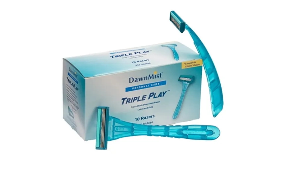 Dawnmist Triple Play Personal Razor With Lubricating Strip Single Edge Triple Blade Teal 500 Per Case Dr3886