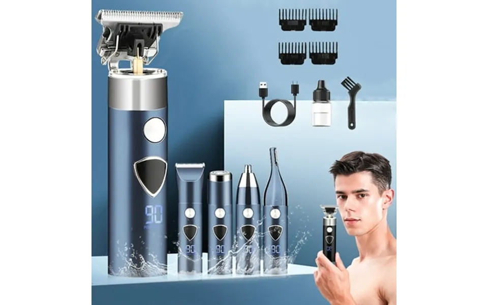 Deal Of The Day 5-in-1 Shaver For Men Rechargeable Bald Shaver 3-speed Shaving Machine 4 Replacement Heads Facial And Bo