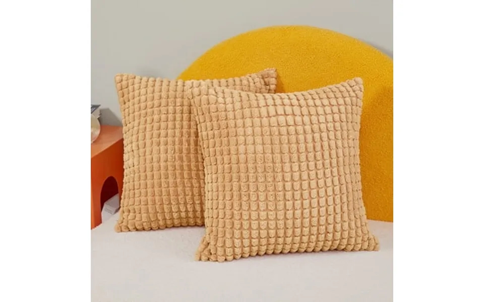 Deconovo Pillow Covers Khaki Soft Cushion Cases Decorative Solid Pillowcases For Couch 18 X 18 Inch Khaki Pack Of 2