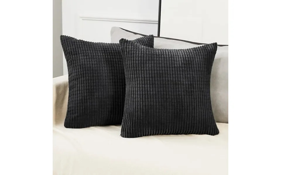 Deconovo Throw Pillow Covers With Corn Texture Set Of 2 Striped Corduroy Cushion Covers For Bedroom Living Room 16x16 In