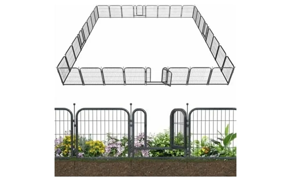 Decorative Garden Metal Fence 72ft L ×32in H With 28 Panels 4 Gate Outdoor No Dig Rustproof Wire Animal Barrier Fencing