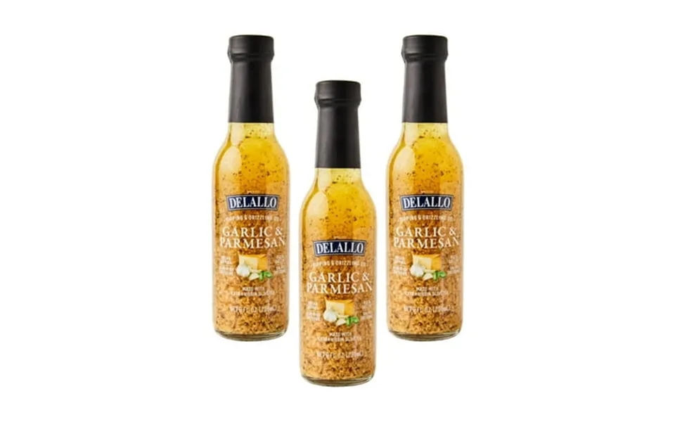 Delallo Garlic Parmesan Dipping Oil Non-gmo 8 Oz. Bottle 3 Pack