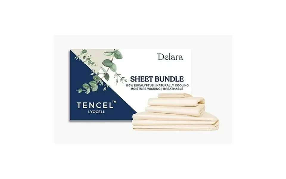 Delara 100% Eucalyptus Lyocell Tencel Bedding Sheet Bundle King 7-piece Set Cooling Silky Soft Breathable Sheets Fog