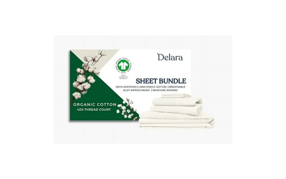 Delara Gots Certified 100% Organic Cotton Bedding Sheet Bundle Cal King 7 Pieces Set Long Staple Ultra Soft Moisture-wic