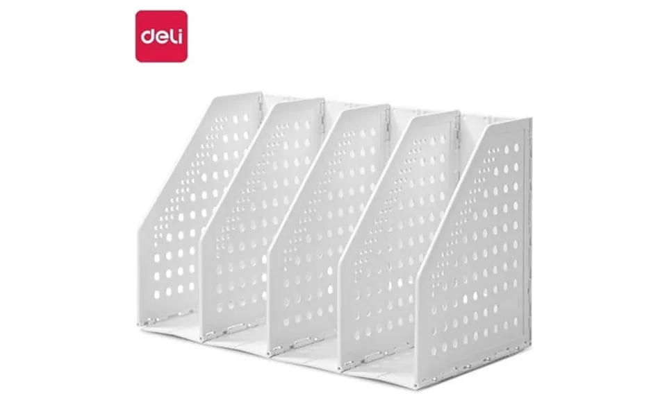 Deli Collapsible Magazine File Holder 4 Vertical Compartment Binder Holder For Desk Organizer Adjustable Sturdy Binder S