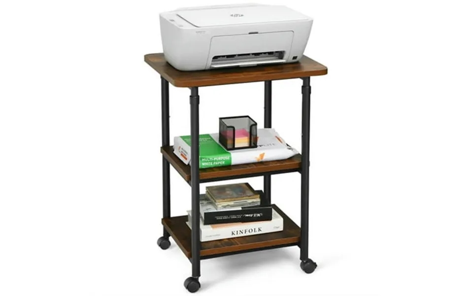 Demi Bonn 3-tier Adjustable Printer Stand With 360 Swivel Casters Laptop Workstation For Laptops Books Tablets And Art B