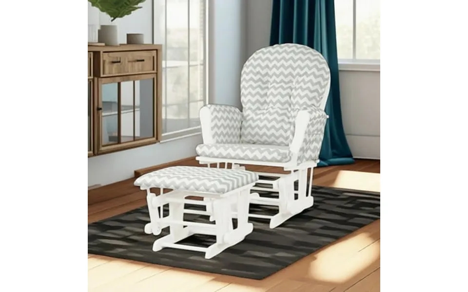 Demi Bonn Glider And Ottoman Set Wood Rocking Chair With Cushioned Armrests Detachable Cushion Upholstered Glider With N