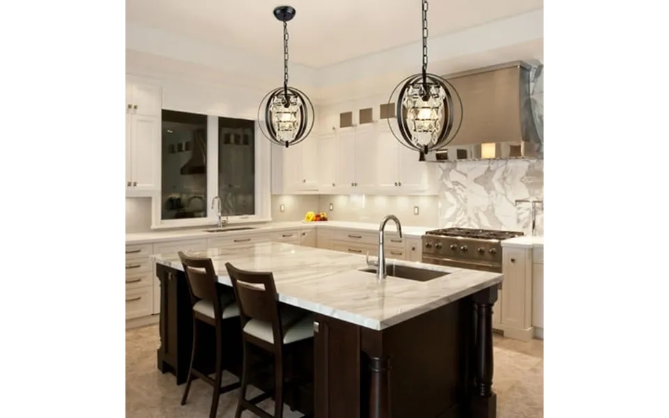 Depuley Adjustable Crystal Pendant Lighting Fixtures Modern Flush Mount Metal Spherical Ceiling Chandelier E26 Base Matt