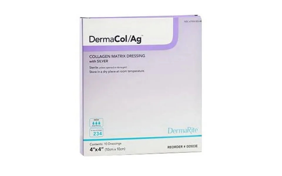 Dermarite Dermacol Ag Collagen Matrix Wound Dressings With Silver Size 4 X 4 10 Ea 2 Pack