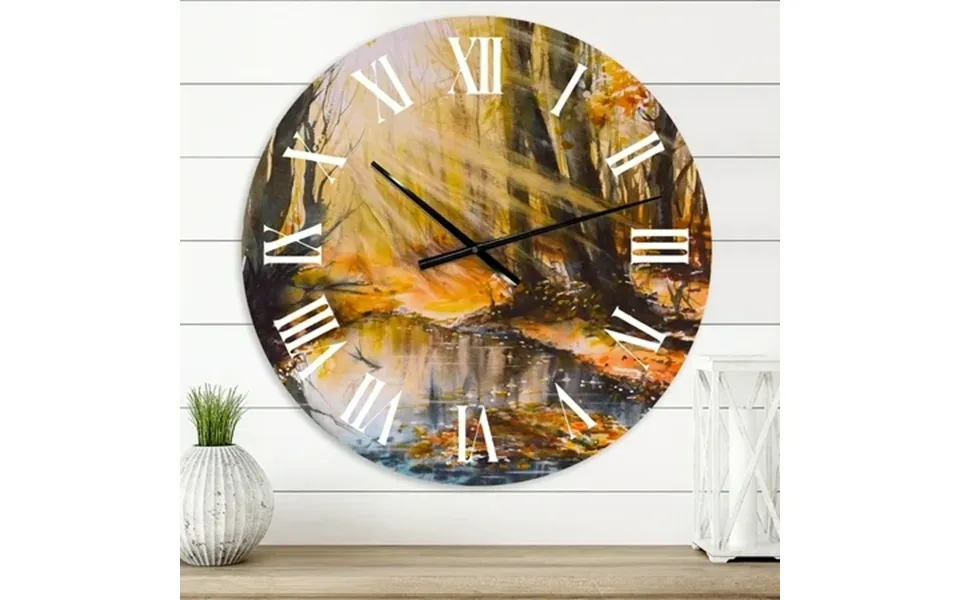 Designart Bright Sunshine Through The Forest Trees Iii Lake House Wall Clock