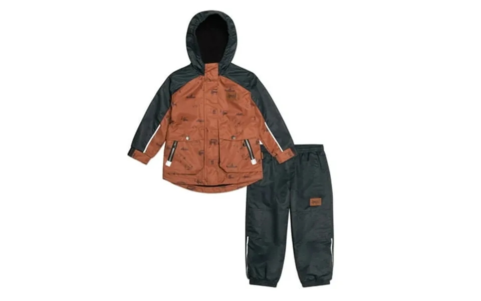 Deux Par Deux Printed Two Piece Spring Rain Set Brown Forest & Black Texture Boy Toddler - 3 Years