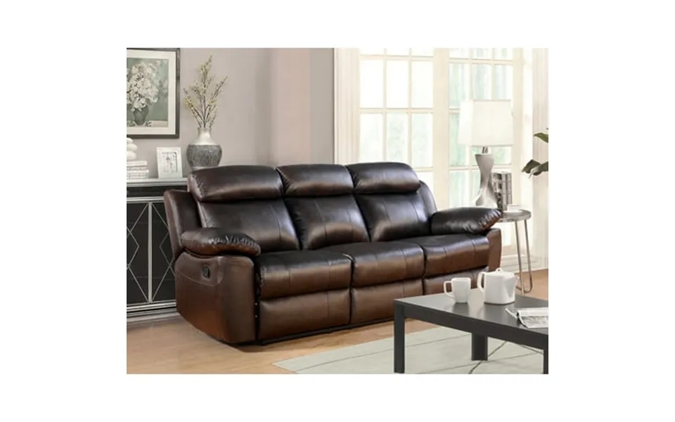 Devon And Claire Brandy Brown Top Grain Leather Reclining Sofa
