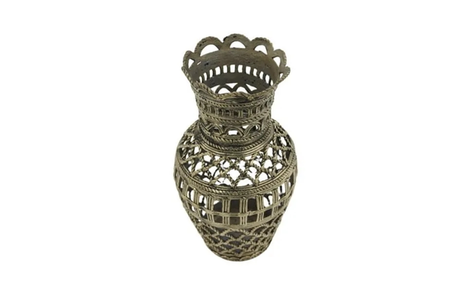 Dhokra Art Brass Vase Intricately Woven Design With Golden Finish Elegant Home Decor Or Gift